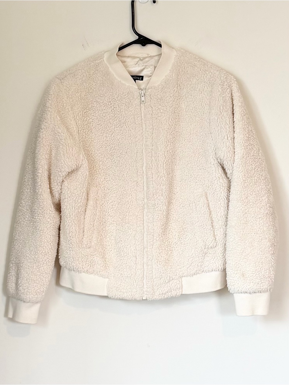 J. Crew Cream Sherpa Bomber Jacket - Size: Extra Small